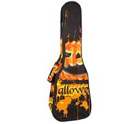 Concert Ukulele Backpack, Heavy Duty Ukulele Case Bag with Storage, Soprano Concert Tenor Ukulele 10MM Padded Bag Scary Pumpkin Halloween