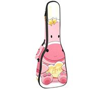 Concert Ukulele Backpack, Heavy Duty Ukulele Case Bag with Storage, Soprano Concert Tenor Ukulele 10MM Padded Bag Lovely Pink Pig Heart Striped Star