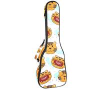 Concert Ukulele Backpack, Heavy Duty Ukulele Case Bag with Storage, Soprano Concert Tenor Ukulele 10MM Padded BagBlack SheepsFunny Tiger