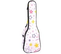 Concert Ukulele Backpack, Heavy Duty Ukulele Case Bag with Storage, Soprano Concert Tenor Ukulele 10MM Padded Bag Shiny Shooting Star Yellow Yellow Pink