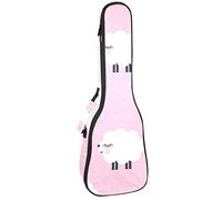 Concert Ukulele Backpack, Heavy Duty Ukulele Case Bag with Storage, Soprano Concert Tenor Ukulele 10MM Padded Bag Shy White Cloud Sheep Pink Dot