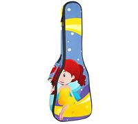 Concert Ukulele Backpack, Heavy Duty Ukulele Case Bag with Storage, Soprano Concert Tenor Ukulele 10MM Padded Bag Three Fairies Flying over the Moon