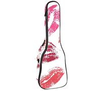 Concert Ukulele Backpack, Heavy Duty Ukulele Case Bag with Storage, Soprano Concert Tenor Ukulele 10MM Padded BagBlack SheepsKisses Lips Print Pattern Sexy
