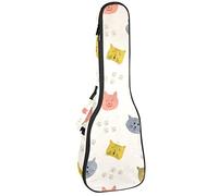 Concert Ukulele Backpack, Heavy Duty Ukulele Case Bag with Storage, Soprano Concert Tenor Ukulele 10MM Padded BagBlack SheepsHand Painted Cats