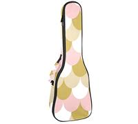 Concert Ukulele Backpack, Heavy Duty Ukulele Case Bag with Storage, Soprano Concert Tenor Ukulele 10MM Padded BagPink White Gold Coffee Fish Mermaid Scale
