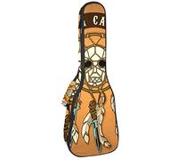 Concert Ukulele Backpack, Heavy Duty Ukulele Case Bag with Storage, Soprano Concert Tenor Ukulele 10MM Padded Bag Colored Biker Skull Death Catcher