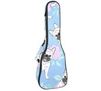 Concert Ukulele Backpack, Heavy Duty Ukulele Case Bag with Storage, Soprano Concert Tenor Ukulele 10MM Padded Bag Dog Roses are Cute
