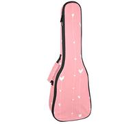 Concert Ukulele Backpack, Heavy Duty Ukulele Case Bag with Storage, Soprano Concert Tenor Ukulele 10MM Padded Bag White Hearts on Pink