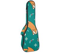 Concert Ukulele Backpack, Heavy Duty Ukulele Case Bag with Storage, Soprano Concert Tenor Ukulele 10MM Padded Bag Sketchy Christmas Fox