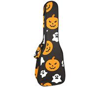 Concert Ukulele Backpack, Heavy Duty Ukulele Case Bag with Storage, Soprano Concert Tenor Ukulele 10MM Padded Bag Halloween Funny Pumpkin Ghost
