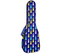 Concert Ukulele Backpack, Heavy Duty Ukulele Case Bag with Storage, Soprano Concert Tenor Ukulele 10MM Padded Bag Lighthouse Blue