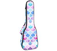 Concert Ukulele Backpack, Heavy Duty Ukulele Case Bag with Storage, Soprano Concert Tenor Ukulele 10MM Padded Bag Mermaid Scale Sea Maid Colorful