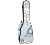 Concert Ukulele Backpack, Heavy Duty Ukulele Case Bag with Storage, Soprano Concert Tenor Ukulele 10MM Padded Bag Map Anchor Compass Lighthouse