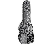 Concert Ukulele Backpack, Heavy Duty Ukulele Case Bag with Storage, Soprano Concert Tenor Ukulele 10MM Padded Bag Black White