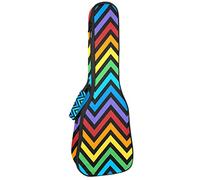 Concert Ukulele Backpack, Heavy Duty Ukulele Case Bag with Storage, Soprano Concert Tenor Ukulele 10MM Padded Bag Colorful Zig Zag Wave Pattern