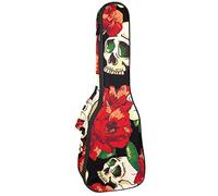Concert Ukulele Backpack, Heavy Duty Ukulele Case Bag with Storage, Soprano Concert Tenor Ukulele 10MM Padded Bag Human Skeleton