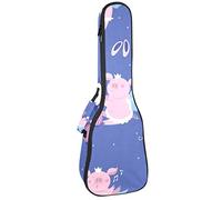 Concert Ukulele Backpack, Heavy Duty Ukulele Case Bag with Storage, Soprano Concert Tenor Ukulele 10MM Padded Bag Pink Pig Angel Sleep Dance Makeup