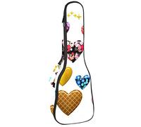 Concert Ukulele Backpack, Heavy Duty Ukulele Case Bag with Storage, Soprano Concert Tenor Ukulele 10MM Padded Bag Love Hearts Valentine