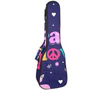 Concert Ukulele Backpack, Heavy Duty Ukulele Case Bag with Storage, Soprano Concert Tenor Ukulele 10MM Padded Bag Peace And Love