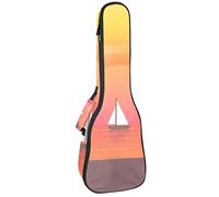Concert Ukulele Backpack, Heavy Duty Ukulele Case Bag with Storage, Soprano Concert Tenor Ukulele 10MM Padded Bag Sunset Lighthouse Cove