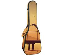 Concert Ukulele Backpack, Heavy Duty Ukulele Case Bag with Storage, Soprano Concert Tenor Ukulele 10MM Padded BagBlack SheepsAlbatross At Beach Bird Sunset Silhouette