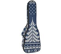 Concert Ukulele Backpack, Heavy Duty Ukulele Case Bag with Storage, Soprano Concert Tenor Ukulele 10MM Padded BagBlack SheepsBlue Christmas Knitting Pattern