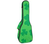 Concert Ukulele Backpack, Heavy Duty Ukulele Case Bag with Storage, Soprano Concert Tenor Ukulele 10MM Padded Bag Green Lucky Irish Clover For St. Patrick's Day