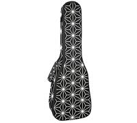 Concert Ukulele Backpack, Heavy Duty Ukulele Case Bag with Storage, Soprano Concert Tenor Ukulele 10MM Padded Bag Black & White Simple Hexagonal Star