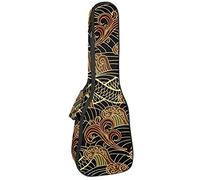 Concert Ukulele Backpack, Heavy Duty Ukulele Case Bag with Storage, Soprano Concert Tenor Ukulele 10MM Padded BagBlack SheepsOriental Traditional Dragon Pattern