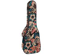 Concert Ukulele Backpack, Heavy Duty Ukulele Case Bag with Storage, Soprano Concert Tenor Ukulele 10MM Padded Bag Arabic Style Arabesque Pattern