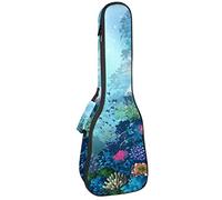 Concert Ukulele Backpack, Heavy Duty Ukulele Case Bag with Storage, Soprano Concert Tenor Ukulele 10MM Padded Bag Mermaid Underwater