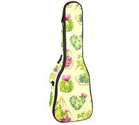 Concert Ukulele Backpack, Heavy Duty Ukulele Case Bag with Storage, Soprano Concert Tenor Ukulele 10MM Padded BagBlack SheepsGreen Cactus With Floral Geometric Diamond