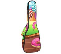 Concert Ukulele Backpack, Heavy Duty Ukulele Case Bag with Storage, Soprano Concert Tenor Ukulele 10MM Padded Bag Pumpkin House and Chocolate River