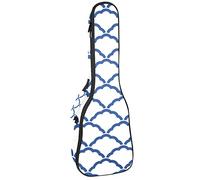 Concert Ukulele Backpack, Heavy Duty Ukulele Case Bag with Storage, Soprano Concert Tenor Ukulele 10MM Padded Bag Japanese Traditional Blue Geometric