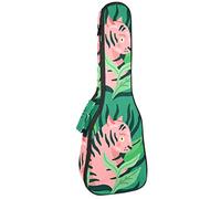 Concert Ukulele Backpack, Heavy Duty Ukulele Case Bag with Storage, Soprano Concert Tenor Ukulele 10MM Padded Bag Tiger Surrounded By Leaves Green