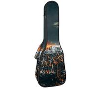 Concert Ukulele Backpack, Heavy Duty Ukulele Case Bag with Storage, Soprano Concert Tenor Ukulele 10MM Padded Bag Beautiful Architecture Building Cityscape