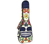 Concert Ukulele Backpack, Heavy Duty Ukulele Case Bag with Storage, Soprano Concert Tenor Ukulele 10MM Padded Bag Sugar Skull Day of the Dead