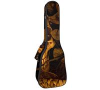 Concert Ukulele Backpack, Heavy Duty Ukulele Case Bag with Storage, Soprano Concert Tenor Ukulele 10MM Padded Bag Human Skull