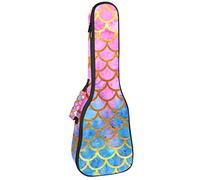 Concert Ukulele Backpack, Heavy Duty Ukulele Case Bag with Storage, Soprano Concert Tenor Ukulele 10MM Padded Bag Mermaid Scale