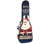 Concert Ukulele Backpack, Heavy Duty Ukulele Case Bag with Storage, Soprano Concert Tenor Ukulele 10MM Padded Bag Christmas Santa Claus with Funny Reindeers