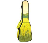 Concert Ukulele Backpack, Heavy Duty Ukulele Case Bag with Storage, Soprano Concert Tenor Ukulele 10MM Padded BagBlack SheepsGreen Rice Field Mountain Paint