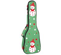Concert Ukulele Backpack, Heavy Duty Ukulele Case Bag with Storage, Soprano Concert Tenor Ukulele 10MM Padded Bag Christmas Snowman Green