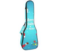 Concert Ukulele Backpack, Heavy Duty Ukulele Case Bag with Storage, Soprano Concert Tenor Ukulele 10MM Padded Bag Snowman Christmas Design