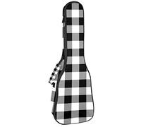 Concert Ukulele Backpack, Heavy Duty Ukulele Case Bag with Storage, Soprano Concert Tenor Ukulele 10MM Padded BagBlack SheepsBlack Gray White Plaid Pattern