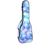 Concert Ukulele Backpack, Heavy Duty Ukulele Case Bag with Storage, Soprano Concert Tenor Ukulele 10MM Padded Bag Mermaid Fish Scale