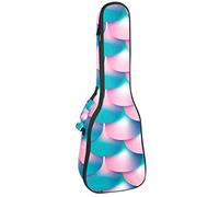 Concert Ukulele Backpack, Heavy Duty Ukulele Case Bag with Storage, Soprano Concert Tenor Ukulele 10MM Padded Bag Blue Pink Fish Tail Skin Mermaid