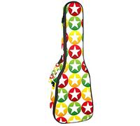 Concert Ukulele Backpack, Heavy Duty Ukulele Case Bag with Storage, Soprano Concert Tenor Ukulele 10MM Padded Bag Circle Star Pattern with White