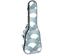 Concert Ukulele Backpack, Heavy Duty Ukulele Case Bag with Storage, Soprano Concert Tenor Ukulele 10MM Padded Bag Sashiko Scales White Blue