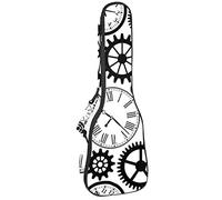 Concert Ukulele Backpack, Heavy Duty Ukulele Case Bag with Storage, Soprano Concert Tenor Ukulele 10MM Padded BagBlack SheepsVintage Clocks