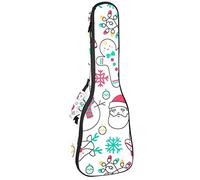 Concert Ukulele Backpack, Heavy Duty Ukulele Case Bag with Storage, Soprano Concert Tenor Ukulele 10MM Padded BagBlack SheepsHand Drawn Christmas Snowman Tree